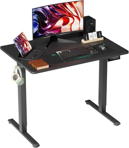 ارتفاع 48 بوصة مكتب ألعاب قابل للتعديل مكتب كهربائي يرفع لأعلى ولأسفل طاولة كمبيوتر حديثة مع خطاف سماعة الرأس للرفع الكهربائي ، بني in Kuwait