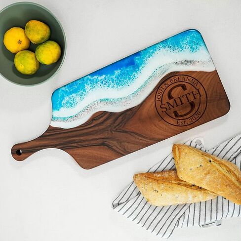 Resin Ocean Personalized Cutting Board, Housewarming Gift for Couple, Wedding Gift, Christmas Anniversary Gift Idea, Epoxy Charcuterie Board in Saudi Arabia