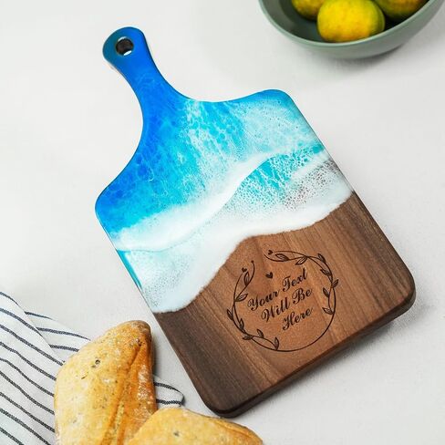 Resin Ocean Personalized Cutting Board, Housewarming Gift for Couple, Wedding Gift, Christmas Anniversary Gift Idea, Epoxy Charcuterie Board in Saudi Arabia