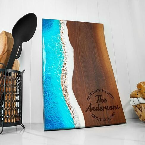Resin Ocean Personalized Cutting Board, Housewarming Gift for Couple, Wedding Gift, Christmas Anniversary Gift Idea, Epoxy Charcuterie Board in Saudi Arabia