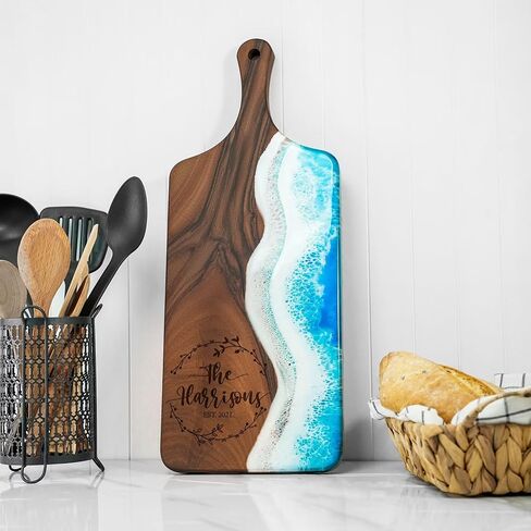 Resin Ocean Personalized Cutting Board, Housewarming Gift for Couple, Wedding Gift, Christmas Anniversary Gift Idea, Epoxy Charcuterie Board in Saudi Arabia