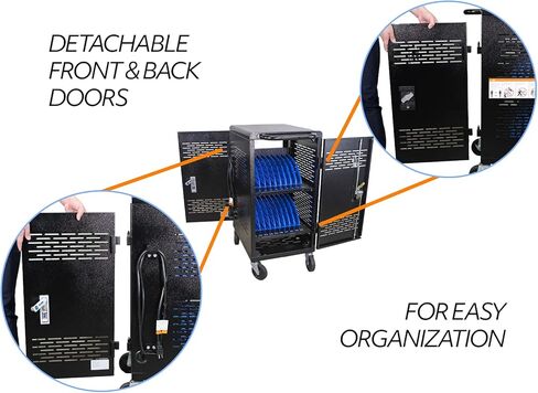 POCAR 20 جهاز الكمبيوتر المحمول CART FOR IPADS Chromebooks ، محطة شحن الكمبيوتر اللوحي مع شريط الطاقة يناسب ما يصل إلى 14 بوصة ، وقفل عربة تخزين الكمبيوتر المحمول لمكتب الفصول الدراسية ، التجميع مطلوب in Kuwait