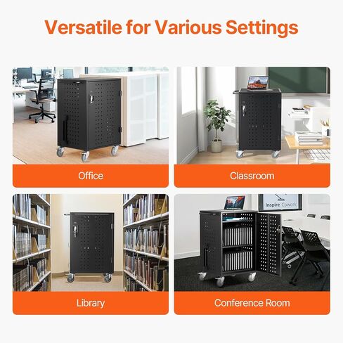 CART VEVOR Charging ، 32 محطة شحن الأجهزة المحمولة ، ما يصل إلى 15.6 في حجم الشاشة ، عربة شحن المكاتب والفصول الدراسية ، لكرومب ، الكمبيوتر اللوحي والكمبيوتر المحمول in Kuwait