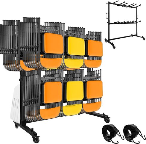 رف كرسي قابل للطي ، عربة كرسي قابلة للطي مع عجلات شديدة التحمل ، يحمل ما يصل إلى 48 كرسيًا ، وتخزين كرسي Dolly للكراسي المنظمة للنقل in Kuwait