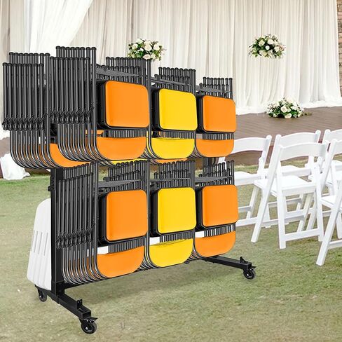 رف كرسي قابل للطي ، عربة كرسي قابلة للطي مع عجلات شديدة التحمل ، يحمل ما يصل إلى 48 كرسيًا ، وتخزين كرسي Dolly للكراسي المنظمة للنقل in Kuwait