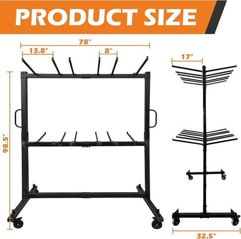 رف كرسي قابل للطي ، عربة كرسي قابلة للطي مع عجلات شديدة التحمل ، يحمل ما يصل إلى 48 كرسيًا ، وتخزين كرسي Dolly للكراسي المنظمة للنقل in Kuwait