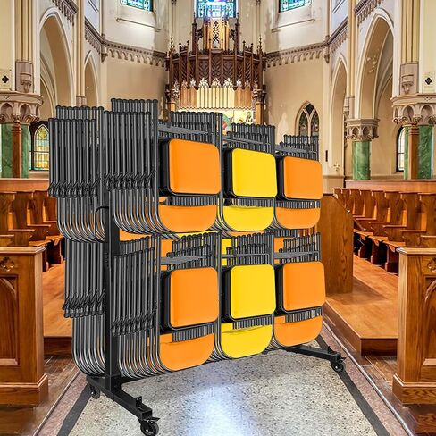 رف كرسي قابل للطي ، عربة كرسي قابلة للطي مع عجلات شديدة التحمل ، يحمل ما يصل إلى 48 كرسيًا ، وتخزين كرسي Dolly للكراسي المنظمة للنقل in Kuwait