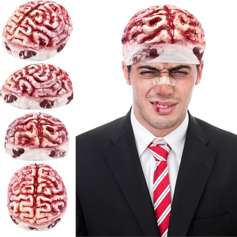JenPen Zombie Brain Cap Mask One Size Latex Mask Handmade Brain Hat Halloween Costume Headwear for Men Women Halloween Cosplay Custom Party Supplies in Saudi Arabia