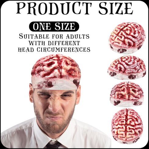 JenPen Zombie Brain Cap Mask One Size Latex Mask Handmade Brain Hat Halloween Costume Headwear for Men Women Halloween Cosplay Custom Party Supplies in Saudi Arabia
