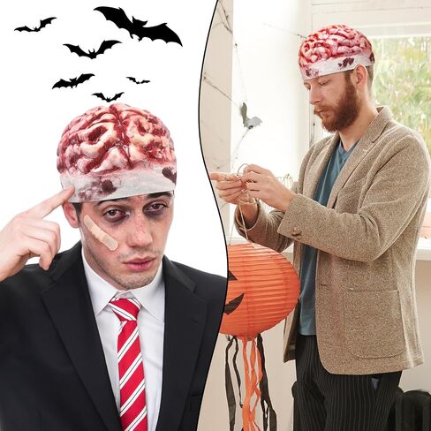 JenPen Zombie Brain Cap Mask One Size Latex Mask Handmade Brain Hat Halloween Costume Headwear for Men Women Halloween Cosplay Custom Party Supplies in Saudi Arabia