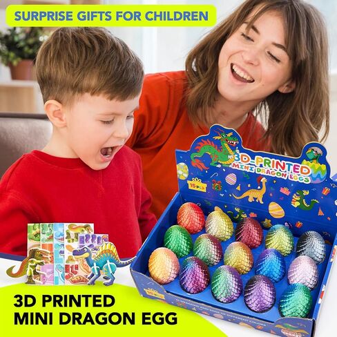 15PCS 3D Printed Dragon Egg,3D Dragon Eggs Set with Display Stand,Mini Dragons Eggs Set Fidget Toy,Cool Stuff Fun Gifts,DIY Craft Kit,Dino Eggs for 5-7 4-6 8-12 Year Old Boys Girls in Saudi Arabia