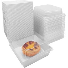 50 عبوة من علب الكيك الصغيرة مقاس 10.16 سم، وصناديق المعجنات الصغيرة، وصناديق الحلوى، وصناديق المكافآت الشفافة، وحاويات شرائح الكعك للاستعمال مرة واحدة للفحم والفراولة والسلع المخبوزة (أسود) in Kuwait