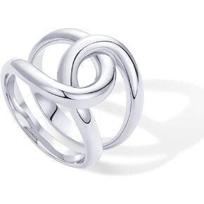 PAVOI 14K Gold Plated Chunky Interlock Statement Ring for Women | Interloop Band Thick Link Stackable Rings