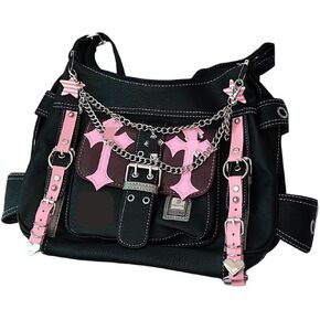 Y2K Messenger Bag Women Punk Cross Gothic Emo Dark Leather Tote Bag Crossbody Bag Y2K Accessories Bag Goth Bag