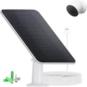 Solar Panel Charger Compatible with Google Nest Camera Outdoor & Indoor & 2nd Generation (Battery Version), 5V 4W Google Nest Cam Solar Panel with 13Ft/4M Cable,IP67 Waterproof (1 Pack)