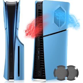 Seperate Faceplate for PS5 Slim Disc Edition, Redefinition Seperated PS5 Slim Plates with Dust Net, Cooling Vent, Anti-Scratch, Premium ABS Shell Plate Side Plates Case for PS5 Slim(Blue)