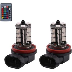 1797 H11 H8 H16(JP) H9 LED RGB Fog Lights Bulb Amber Yellow White Multicolor 16 Color Changing Switch Kit Strobe Lamp Bulbs for Car Trucks Remote Control 12V 5050SMD Replacement Pack of 2