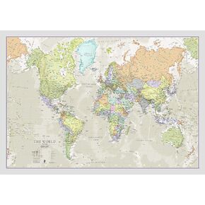 Maps International Giant World Map - Classic Large World Map Poster - Laminated - 46 (h) x 77.5 (w)