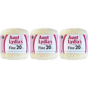 Aunt Lydia's Crochet Cotton Crochet Thread Fine Size 20 (3-Pack) Natural 181C-226