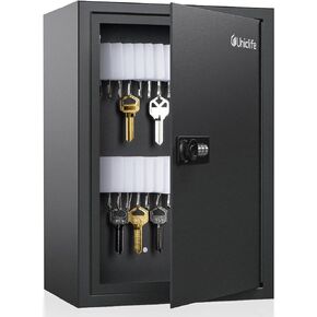 Uniclife 40 Position Slotted Key Cabinet with Combination Lock Resettable White Digital Security Storage Box Steel Key Organizer with Slotted Racks White Key Tag Labels and Permanent Pen in Kuwait