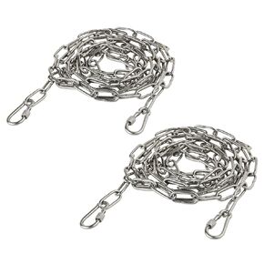 5/32" Stainless Steel Link Chain, 304 Stainless Steel Link Heavy Duty Coil Chain with Carabiner, 2PCs Hanging Safety Chains for Swing Plants Anti-Theft Pet Dog Anchor Fence Towing Chain Link