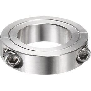 HARFINGTON Shaft Collar for 1-1/4" Rod 2-1/16" OD 1/2" Width 304 Stainless Steel Double Split Axle Clamp-On Collar with Set Screw