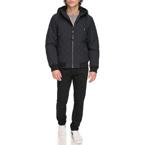 Levi's Men's Diamond Quilted Hoody Bomber with Sherpa Lining