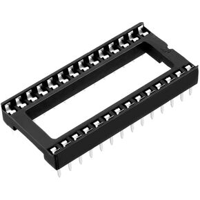 uxcell 20pcs DIP IC Chip Socket Adaptor Solder Type 2.54mm Pitch Dual Row 28 Flat Pin 15.24mm Row Pitch