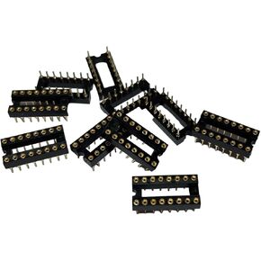 Gold-Plated 20 pcs DIP-10/DIP-16 pins IC Round Hole Socket Adaptor 2.54mm Pitch 7.6 Row Pitch 2 Row 10/16 Round Pins Soldering (DIP-16 pins)
