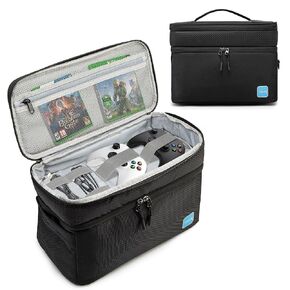 Ezgnuk Game Console Carrying Case Compatible with Xbox Series X, Portable Travel Storage Bag Comes with Protective, Enough Space for Storing Game Controllers, Cables, and Other Accessories.(Black)