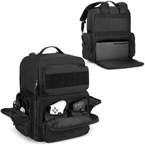 Travel Tactical Backpack Compatible with Xbox Series X / S Console Carrying Case Bag with Individual Room for Console, Plenty of Pockets for Controllers, Headphone and More(Patent Design)