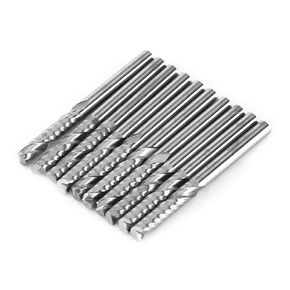 End Mill Bits 10 Pcs 1/8" Shank Single Flute End Mills Drill Bit Tool Tungsten Carbide CNC Router Milling Bits for Wood Aluminum Steel PCB PVC Circuit Boards Acrylic Carbon Fiber