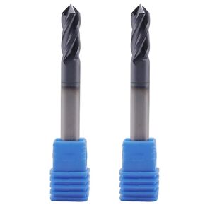High Performance 2Pcs 1/4" 4-Flute 90 Degree Solid Carbide Drill Mill - AlTiN Coated, 90° Included Angle, 4 Flute, 1/4" Cutting diameter, 1/4" Shank diameter, 3/4" Length of Cut, 2-1/2" Overall Length