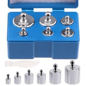 7 Pcs Precision Scale Calibration Weight Set, 5g 10g 2x20g 50g 100g Grams Steel Weights Calibration with Tweezers for Digital Balance Scale, Jewellery Scale, M2 Class(Total 200g)
