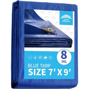 Black Tarp 10x12 Feet, UV Resistant, 8 Mil Multipurpose Medium Duty Waterproof Poly Tarp Cover with Metal Grommets and Reinforced Edges
