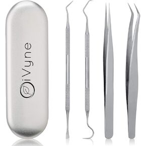 Premium Vinyl Weeding Tool Kit - Precision Stainless Steel Weeder - Hook and Pick with Fine Tweezers Crafting Set - by iVyne