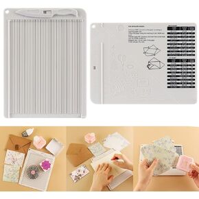 Craft Mini Scoring Board & Bone Folder Set Score and Fold Tool Multi-Purpose Score Board Envelope Maker Scrapbooking Embossing Craft Tool for Card Making,Measurement Including Cm and Inch