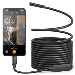 كاميرا المنظار مع الضوء، Anykit 1080P HD Borescope مع 8 مصابيح LED، منظار USB مع كاميرا ثعبان شبه صلبة بطول 16.5 قدم، كاميرا فحص مقاومة للماء IP67 لهواتف iPhone، iPad، OTG Android