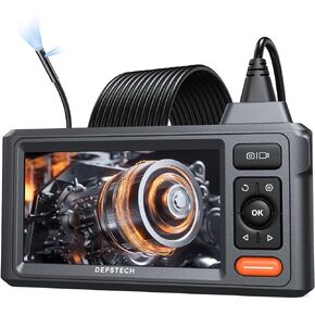 Dual-Lens Endoscope Camera with Light, DEPSTECH 1080P HD Borescope with 5" IPS Screen, 16.5FT Flexible Sewer Camera, IP67 Waterproof Plumbing Snake Camera, Cool Gadgets for Men, Women