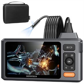 50FT Sewer Inspection Camera,DEPSTECH 1080P Dual Lens Endoscope Camera with Lights, 5" IPS Screen Borescope,Split Screen, IP67 Waterproof Snake Camera,7.9mm Scope Camera for Wall Drain Pipe Automotive