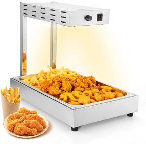 Dyna-Living French Fry Warmer Commercial Food Heat Lamp Electric Food Warmer with Free-Standing Warming Light Dump Station Countertop Fries Food Warmer for Parties Kitchen Restaurant Buffe,500W