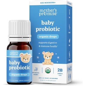 Organic Baby Probiotic Drops, Daily Gas, Constipation & Colic Symptom Relief | Digestion & Immune Support for Newborns & Up | 2 Billion CFU + Prebiotic, 5 Strains, Liquid Probiotics for Babies
