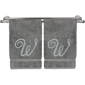 BC BARE COTTON Monogrammed Hand Towel, Navy, 16 x 30 Inches - Set of 2, Extra Absorbent 100% Turkish Cotton, Soft Terry Finish, Personalized Gift