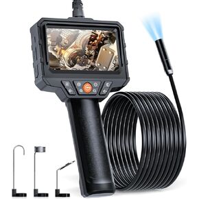 Endoscope Camera with Light, 4.3'' LCD Screen HD Digital Handheld Borescope IP67 Waterproof Snake Camera Sewer Inspection Camera with 8 LED Lights, 3 Accessories, Semi-Rigid Cable -5M(16.5FT)