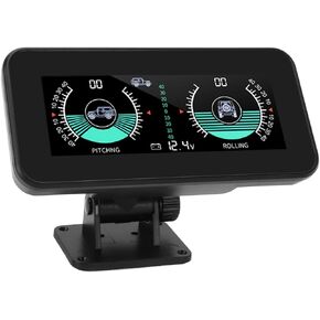 Digital Car Inclinometer, Intelligent Level Tilt Gauge Angle Slope Meter with HD Display, HUD Head Up Pitch Angle Gauge Battery Voltage Monitor for Off-Road SUV Vehicles