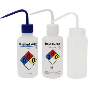 ULAB Scientific Wash Bottle Set, 1 of Each for Self-Venting Safety Wash Bottles of Distilled Water and Acetone, Vol.500ml, LDPE Material, 1pc of General Wide-Mouth wash Bottle, LDPE Material
