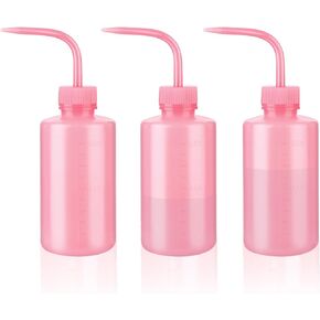 Sotica Wash Bottles - 3pcs Pink Squeeze Bottles 8oz tattoo bottles 250ml Narrow Mouth Squirt Bottles with Scale Labels Spray Bottles for Tattoo Medical Lab Succulent Watering Lash Extension Supplies