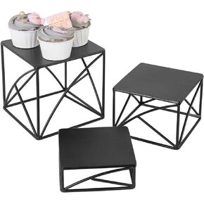 MyGift Black Metal Wire Cupcake Stand, Tabletop Dessert, Appetizer Display Food Riser, Set of 3