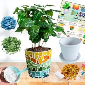 jiezaidada Mosaic Puzzles Craft Kit for Adults, Arts and Crafts Hobbies for Women & Men, Flowerpot Planter DIY with Step-by-Step Guide, Christmas Home Decor Gifts