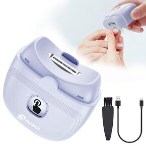 Automatic Electric Nail Clipper with 3-Speeds Levels and Nail Clip Storage, LCD Light, Safety Nail Clipper, USB Rechargeable Suitable for Babies,Children, Adults and Seniors(White)
